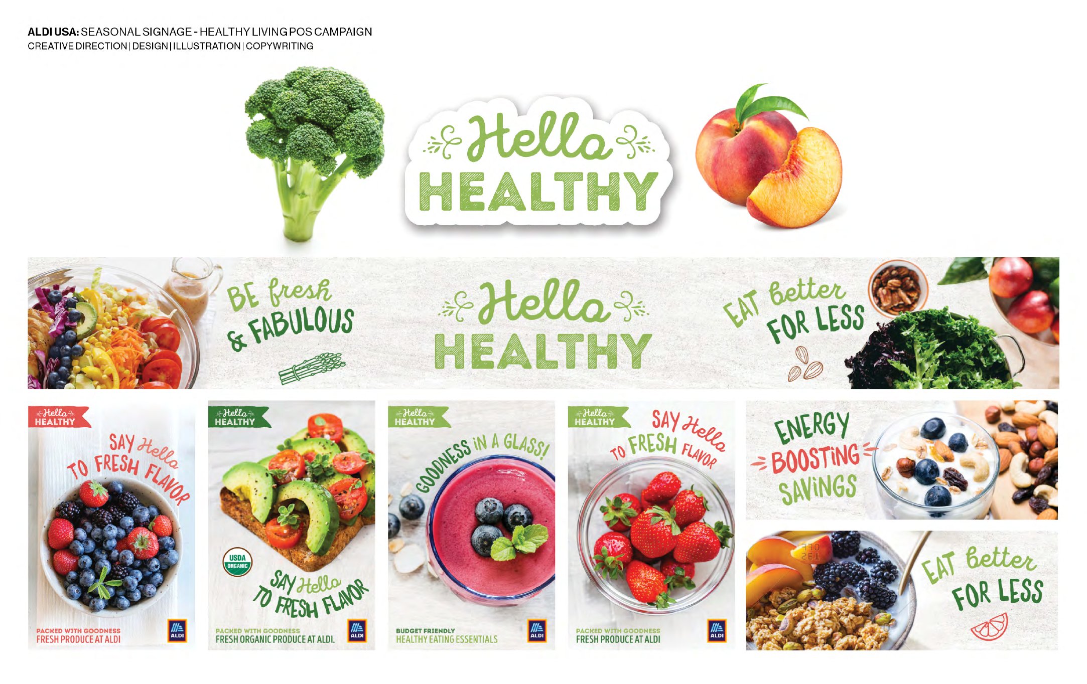 ALDI USA Hello Healthy seasonal POS campaign