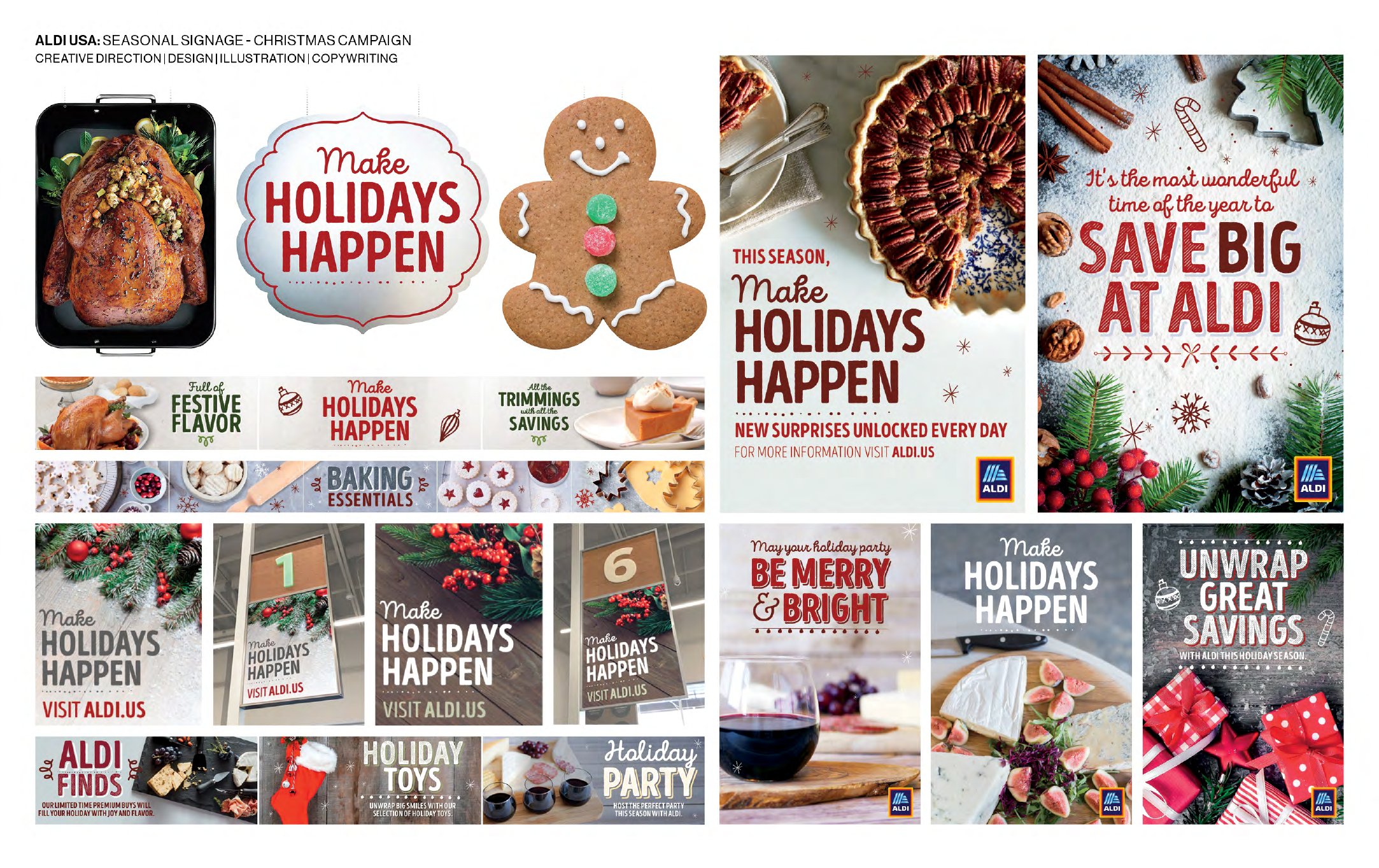 ALDI USA Make Holidays Happen seasonal signage campaign